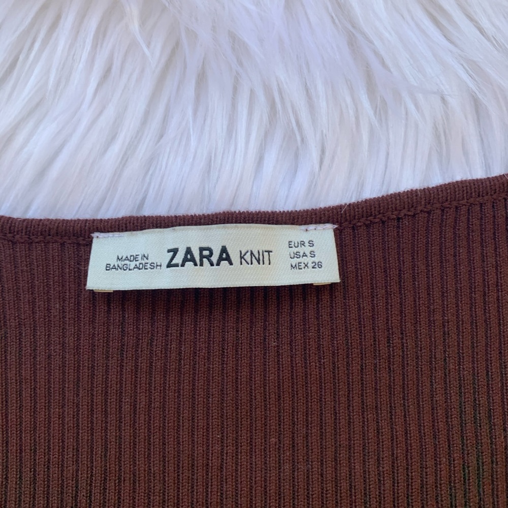 Zara Knit Ribbed Wrap Top - Picture 2 of 8